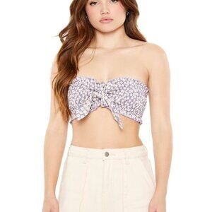Forever 21 Ditsy Floral Crop Top Size Small blue white multicolored NWT NEW